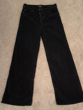 Citizens Of Humanity Paloma Black Wide-Leg Corduroy Pants 27